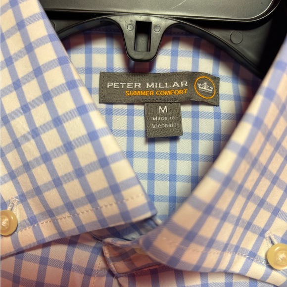 Peter Miller Men's Medium Blue Checkered Long Sleeved button down Shirt - NWT - Picture 2 of 4